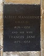 Gloucester Cathedral A Mansbridge grave