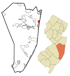 Ocean County New Jersey Incorporated and Unincorporated areas Dover Beaches North Highlighted.svg