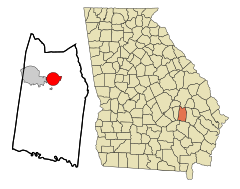 Toombs County Georgia Incorporated and Unincorporated areas Lyons Highlighted.svg