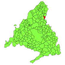 Extensión del mapa municipal dentro de la comunidad de Madrid
