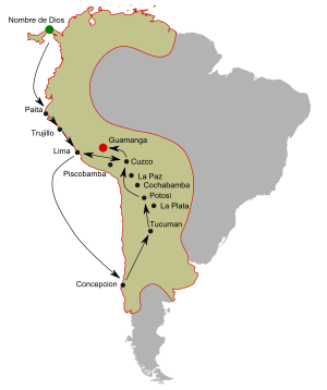 Archivo:Travels of Catalina de Erauso 1600s map