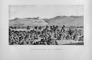 Archivo:Vallée de l'Ouad Dra. Vue de Tamnougalt-Illustration de Reconnaissance au Maroc (1883-1884)