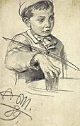 Adolph von Menzel Junge mit Wasserglas