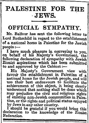 Archivo:Balfour Declaration in the Times 9 November 1917