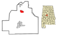 Bibb County Alabama Incorporated and Unincorporated areas West Blocton Highlighted