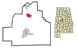 Bibb County Alabama Incorporated and Unincorporated areas West Blocton Highlighted.svg