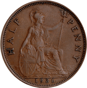 Archivo:British pre-decimal halfpenny 1936 reverse