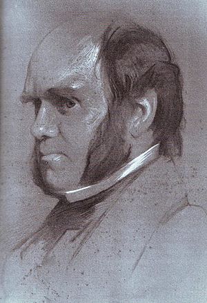 Archivo:Charles Darwin drawing by Samuel Laurence, 1853, alternative