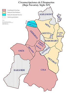 Archivo:Circunscripciones de Tierras de Ultrapuertos (Baja Navarra) - Siglo XIV