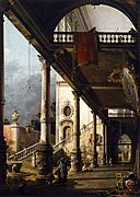 Giovanni Antonio Canal, il Canaletto - Perspective View with Portico - WGA03965