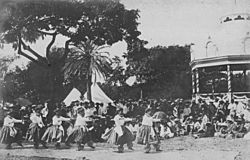 Archivo:Honolulu dancers at Kalakaua's 49th Birthday Hula (PP-32-9b-005)