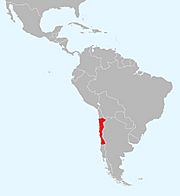 En rojo, la distribución de la iguana chilena.