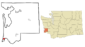Pacific County Washington Incorporated and Unincorporated areas Ilwaco Highlighted