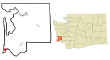 Pacific County Washington Incorporated and Unincorporated areas Ilwaco Highlighted.svg