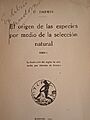 Portada El origen de las especies Darwin ed. 1921 biblioteca Gustavo Sandoval López nombre traductor 01