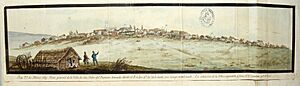 Archivo:VisDia 25 de Marzo 1839. Vista general de la Villa de San Pedro del Durazno, tomada desde el E. á las 4h 30' de la tarde, con tiempo aturbonado, La situación de la Villa es agradable, y tiene N. S. 5. cuadras y E. O. 8. cus
