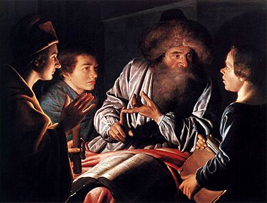 Archivo:Willem van der Vliet - Philosopher and Pupils - WGA25281