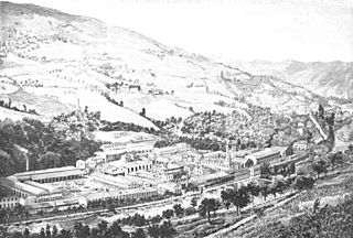1882-03-30, La Ilustración Española y Americana, Trubia (Oviedo), Vista panorámica de la fábrica nacional de fundición de cañones (cropped).jpg