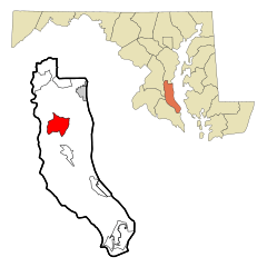 Calvert County Maryland Incorporated and Unincorporated areas Huntingtown Highlighted.svg