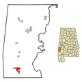 Choctaw County Alabama Incorporated and Unincorporated areas Silas Highlighted