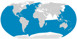 En azul, la distribución del rorcual sei