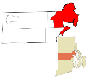 Kent County Rhode Island incorporated and unincorporated areas Warwick highlighted.svg