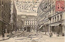 Archivo:Lyon - Rue Octavio Mey et Gare Saint-Paul (flamme de 1904)