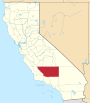 Mapa de California con la ubicación del condado de Kern