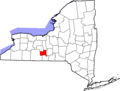 Map of New York highlighting Schuyler County