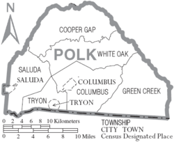 Archivo:Map of Polk County North Carolina With Municipal and Township Labels