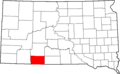 Map of South Dakota highlighting Bennett County