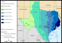 Archivo:Map of Texas precipitations