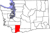 Mapa de Washington con la ubicación del condado de Skamania