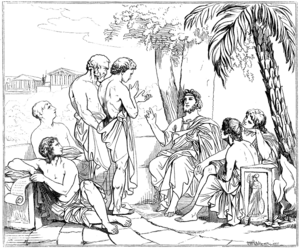 Archivo:Plato i sin akademi, av Carl Johan Wahlbom (ur Svenska Familj-Journalen)