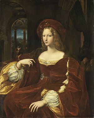 Archivo:Portrait de Jeanne d'Aragon, by Raffaello Sanzio, from C2RMF retouched