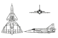 Saab AJ 37 Viggen 3-view line drawing