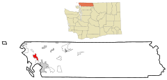 Whatcom County Washington Incorporated and Unincorporated areas Ferndale Highlighted.svg