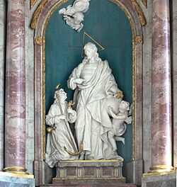 Archivo:Wurzach Pfarrkirche Hochaltar Christus und Pilger
