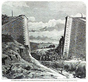 Archivo:1874-01-22, La Ilustración Española y Americana, Insurrección carlista, Puente de Boquilla destruido por la facción Santés