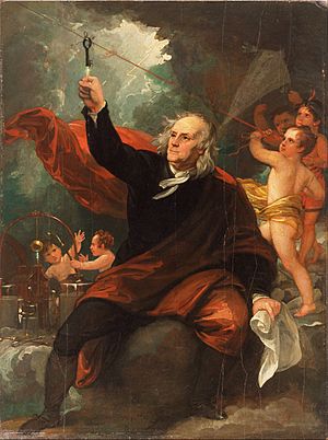 Archivo:Benjamin West, English (born America) - Benjamin Franklin Drawing Electricity from the Sky - Google Art Project