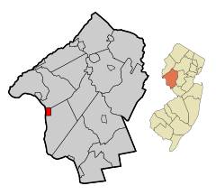 Hunterdon County New Jersey Incorporated and Unincorporated areas Frenchtown Highlighted.svg