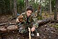 Jessica U. Meir works with survival gear