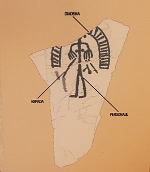 Archivo:MAB-Esquema estela de guerrero. Siglo VII-VI a.C El Mato, Belalcázar, Córdoba