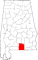 Map of Alabama highlighting Covington County