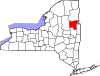 Mapa de Nueva York con la ubicación del condado de Warren