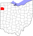Map of Ohio highlighting Paulding County