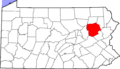 Map of Pennsylvania highlighting Luzerne County