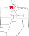 Mapa de Utah con la ubicación del condado de Davis