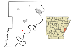 Phillips County Arkansas Incorporated and Unincorporated areas Elaine Highlighted.svg