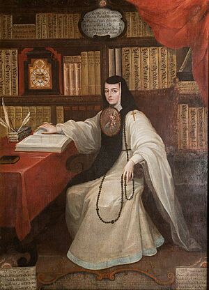 Archivo:Retrato de Sor Juana Inés de la Cruz - c.1750 - Miguel Cabrera - Museo Nacional de Historia - Castillo Chapultepec